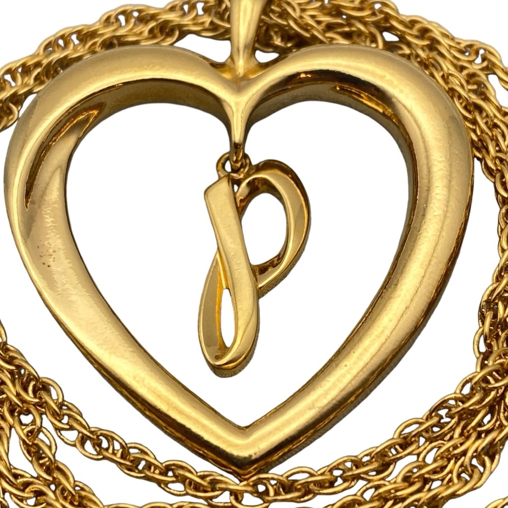 VTG AVON Open Heart Pendant with Initial “P” Dangling Center Charm Necklace